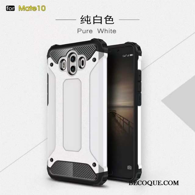 Huawei Mate 10 Coque Silicone Trois Défenses Lustre Étui Métal Or