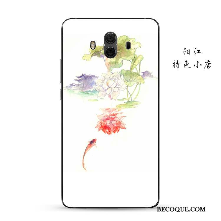 Huawei Mate 10 Coque Style Chinois Clair Protection Étui Or Silicone