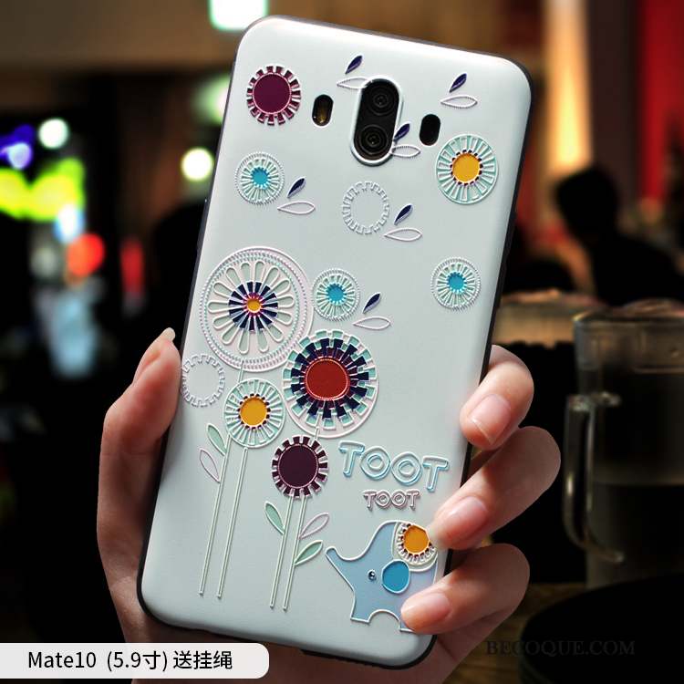 Huawei Mate 10 Créatif Dessin Animé Incassable Personnalité Vert Foncé Coque De Téléphone