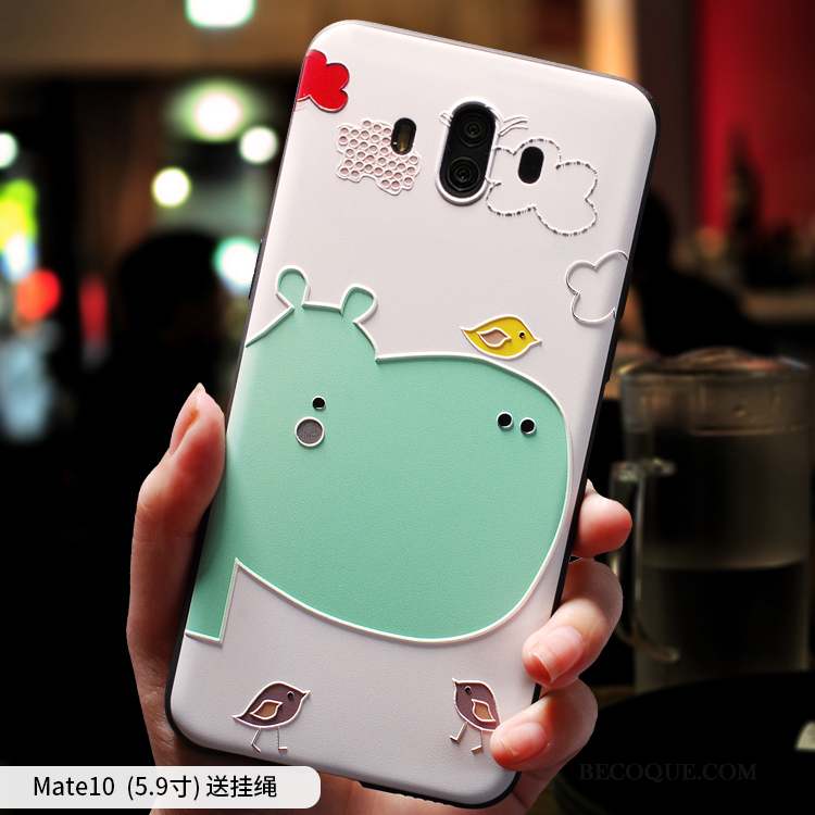 Huawei Mate 10 Créatif Dessin Animé Incassable Personnalité Vert Foncé Coque De Téléphone