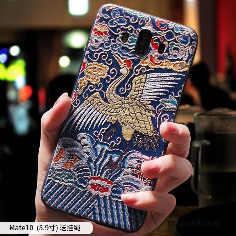 Huawei Mate 10 Ethnique Personnalité Fluide Doux Silicone Bleu Coque De Téléphone