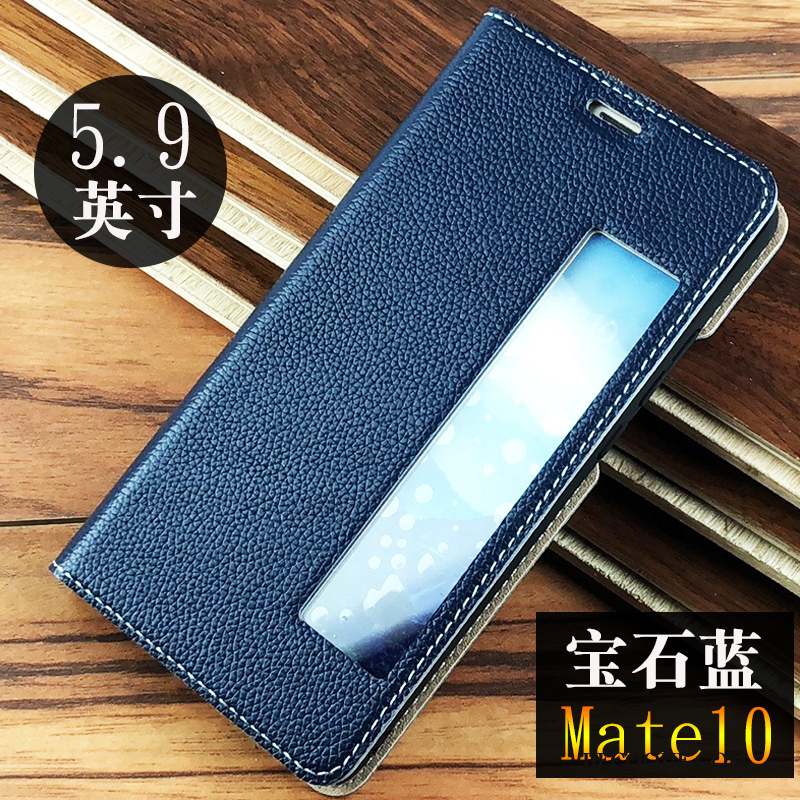 Huawei Mate 10 Housse Cuir Véritable Protection Tout Compris Coque De Téléphone Violet