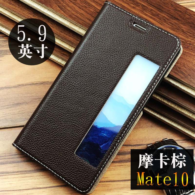 Huawei Mate 10 Housse Cuir Véritable Protection Tout Compris Coque De Téléphone Violet