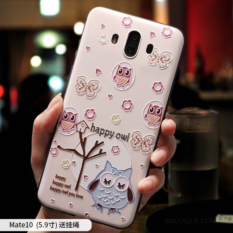 Huawei Mate 10 Incassable Dessin Animé Violet Étui Coque De Téléphone Charmant