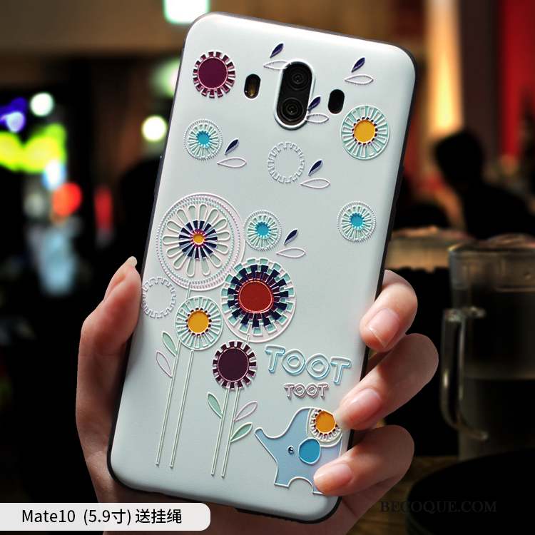 Huawei Mate 10 Incassable Dessin Animé Violet Étui Coque De Téléphone Charmant