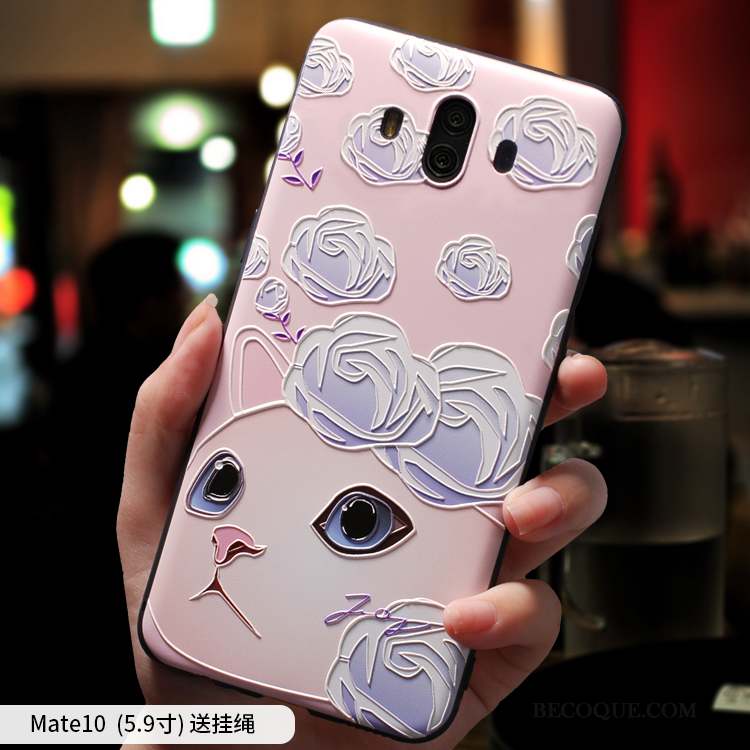 Huawei Mate 10 Incassable Dessin Animé Violet Étui Coque De Téléphone Charmant