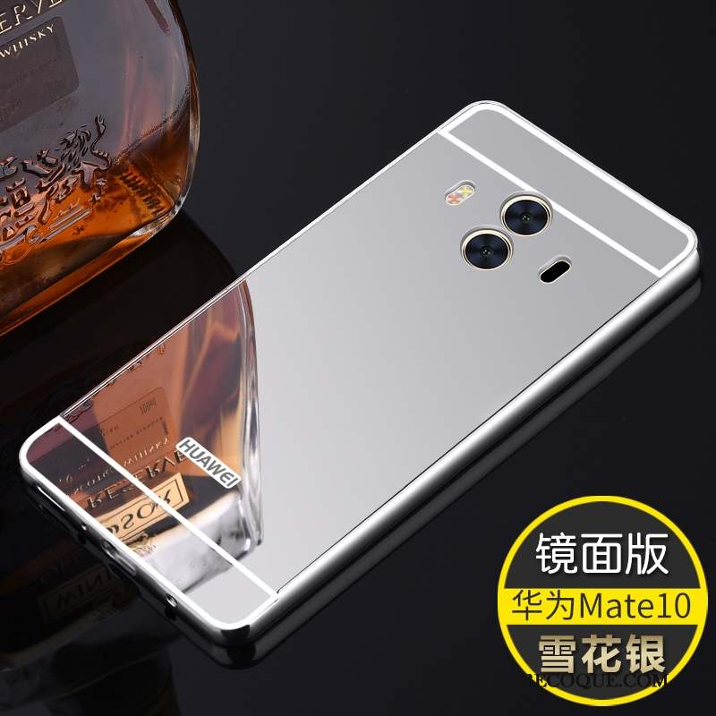 Huawei Mate 10 Incassable Métal Coque De Téléphone Étui Miroir Argent