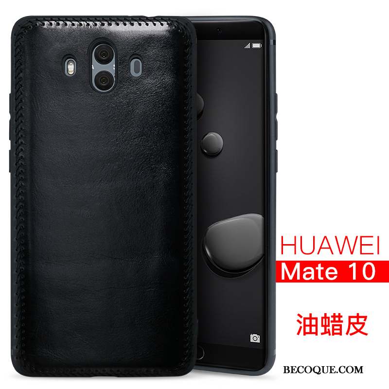 Huawei Mate 10 Incassable Qualité Étui Noir Coque De Téléphone Cuir