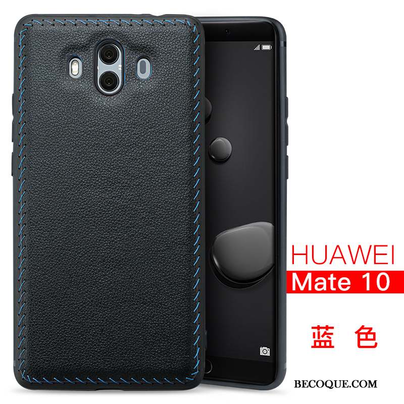 Huawei Mate 10 Incassable Qualité Étui Noir Coque De Téléphone Cuir