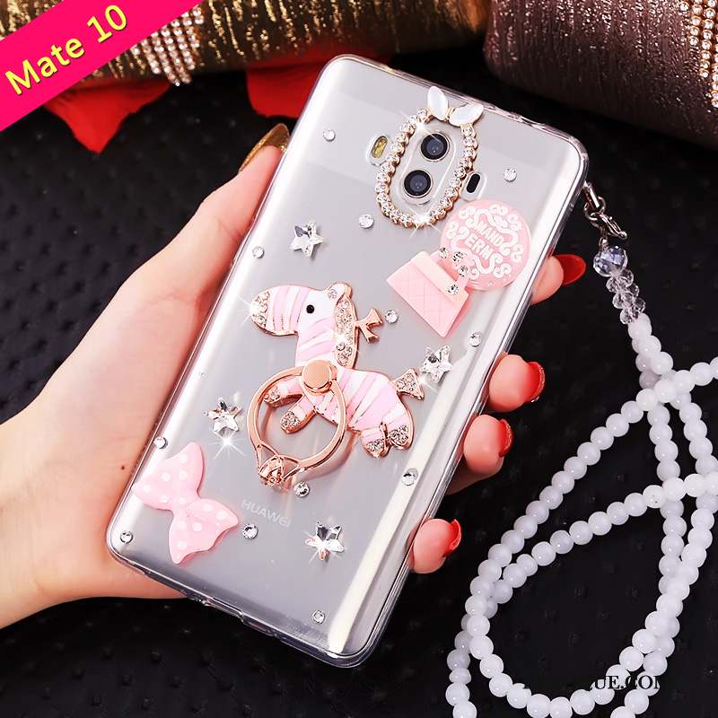 Huawei Mate 10 Incassable Strass Or Étui Coque De Téléphone Ornements Suspendus