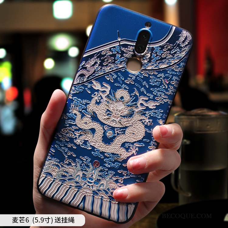 Huawei Mate 10 Lite Coque Amoureux Étui Tout Compris Bleu Créatif Personnalité