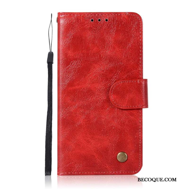 Huawei Mate 10 Lite Coque Couleur Unie Business Téléphone Portable Support Étui En Cuir Rouge