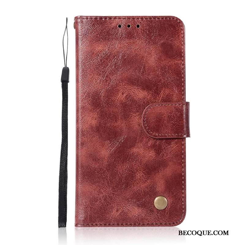 Huawei Mate 10 Lite Coque Couleur Unie Business Téléphone Portable Support Étui En Cuir Rouge