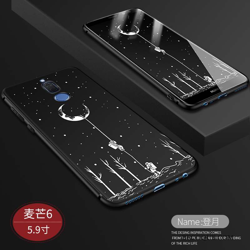Huawei Mate 10 Lite Coque Délavé En Daim Protection Silicone Incassable Fluide Doux Noir