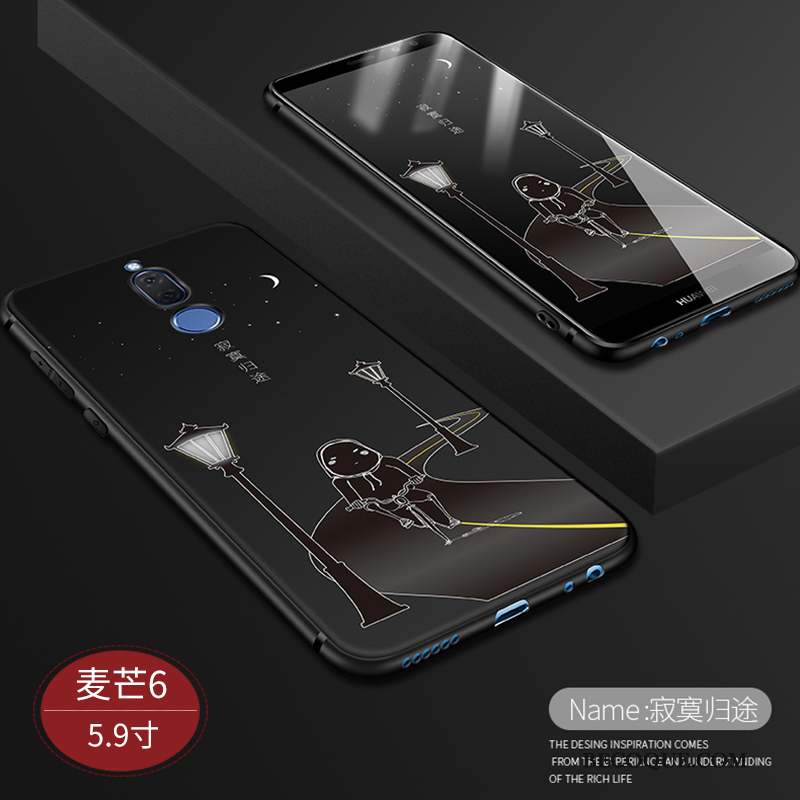 Huawei Mate 10 Lite Coque Délavé En Daim Protection Silicone Incassable Fluide Doux Noir