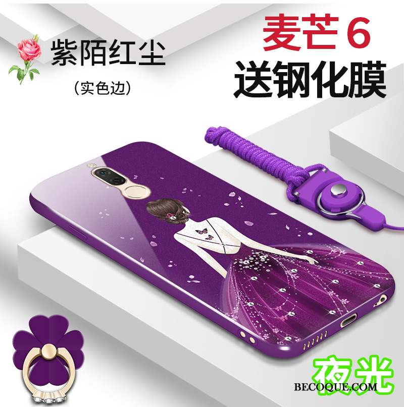 Huawei Mate 10 Lite Coque Rose Fluide Doux Lumineuses Étui Tout Compris Violet