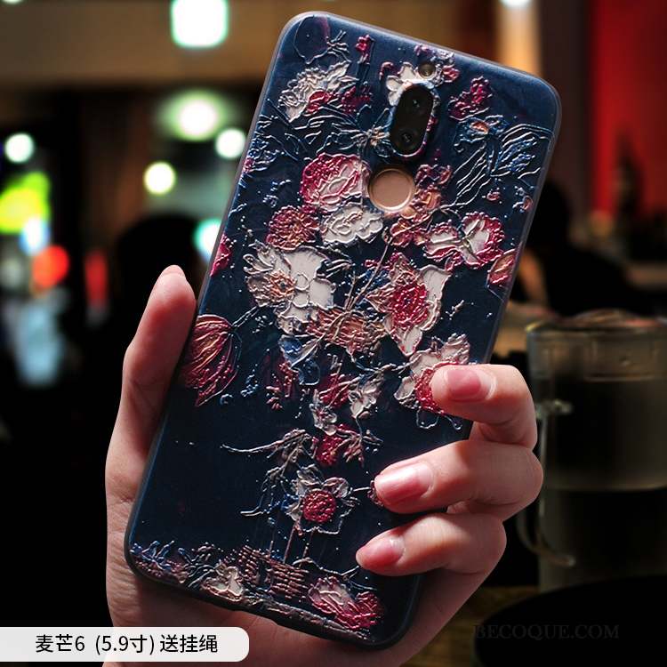 Huawei Mate 10 Lite Coque Très Mince Tout Compris Peinture À L'huile Étui Délavé En Daim Silicone