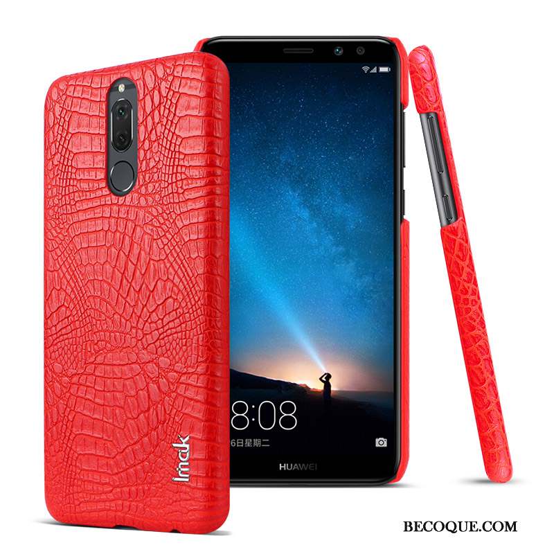 Huawei Mate 10 Lite Cuir Coque De Téléphone Noir Crocodile Modèle Étui Protection