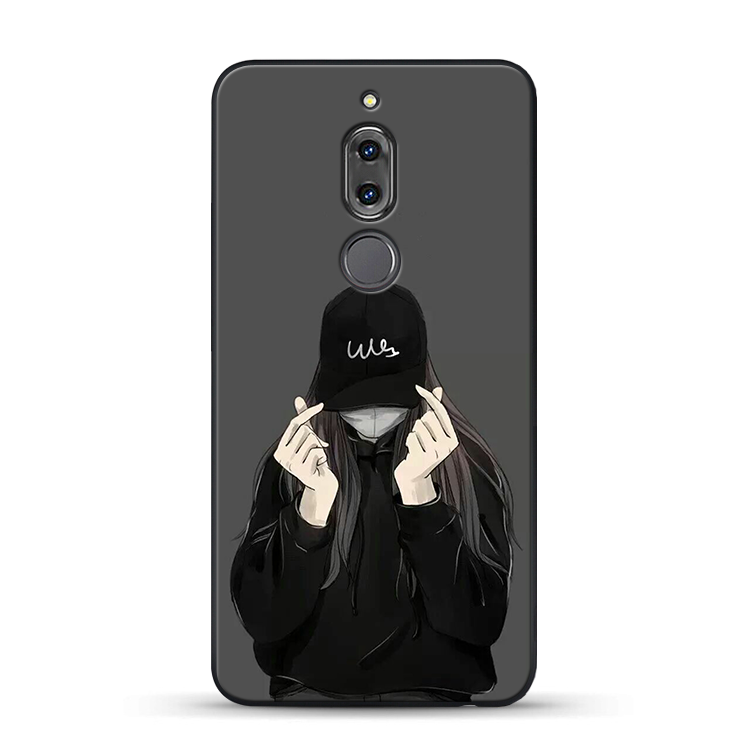 Huawei Mate 10 Lite Cœur Téléphone Portable Noir Coque Personnalité Étui