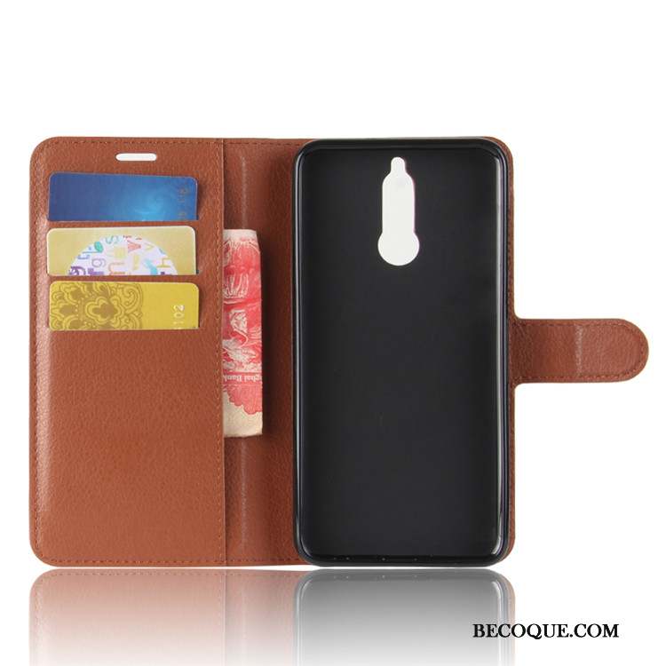 Huawei Mate 10 Lite Protection Portefeuille Étui En Cuir Noir Coque Téléphone Portable