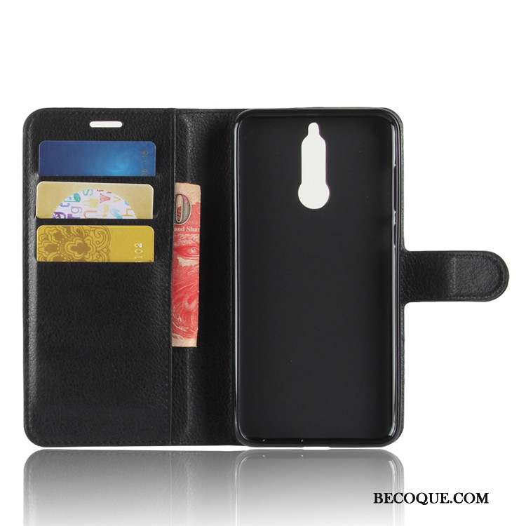 Huawei Mate 10 Lite Protection Téléphone Portable Noir Étui En Cuir Portefeuille Coque