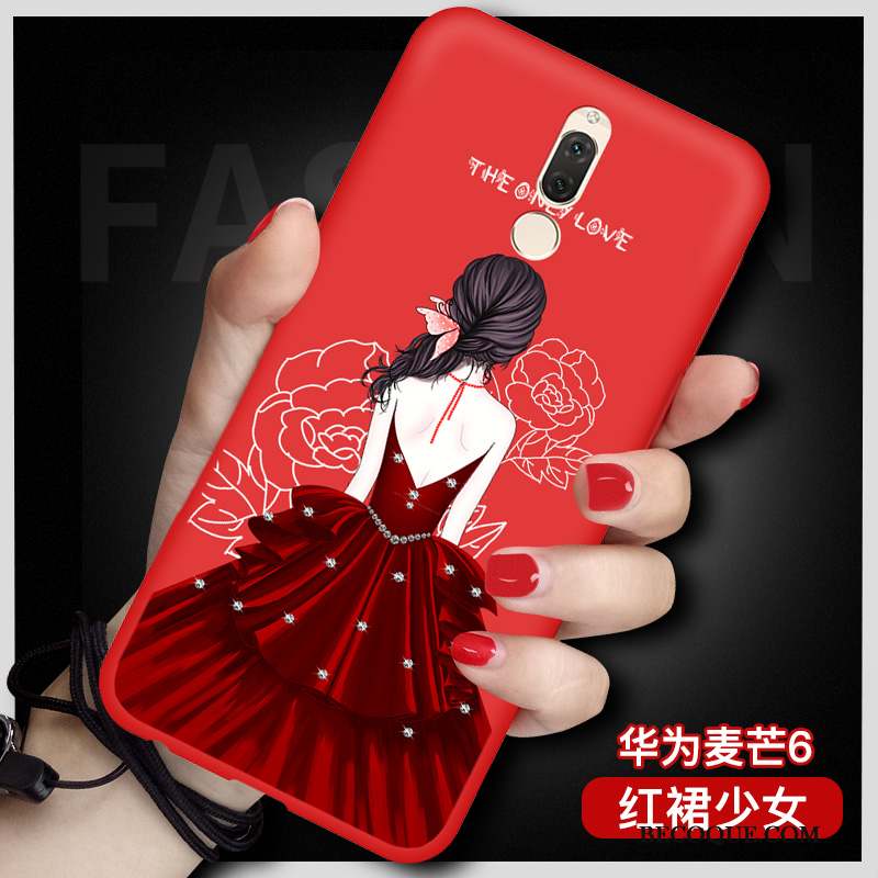 Huawei Mate 10 Lite Étui Coque De Téléphone Fluide Doux Rouge Protection Ornements Suspendus