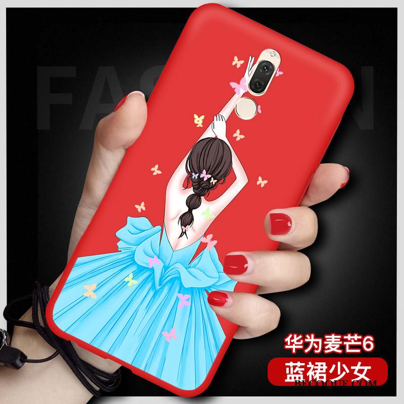 Huawei Mate 10 Lite Étui Coque De Téléphone Fluide Doux Rouge Protection Ornements Suspendus