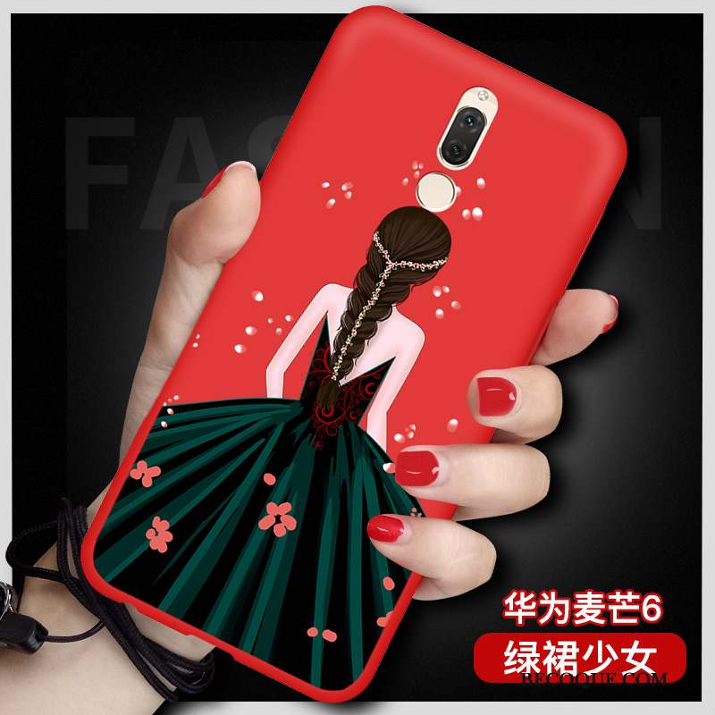 Huawei Mate 10 Lite Étui Coque De Téléphone Fluide Doux Rouge Protection Ornements Suspendus