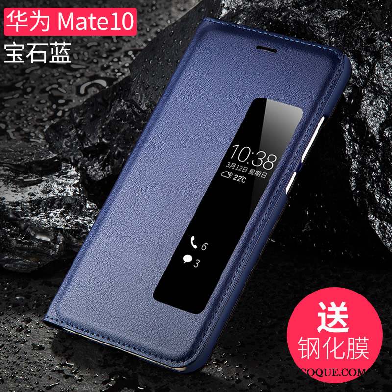 Huawei Mate 10 Noir Étui Étui En Cuir Protection Incassable Coque De Téléphone