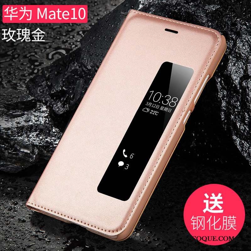 Huawei Mate 10 Noir Étui Étui En Cuir Protection Incassable Coque De Téléphone