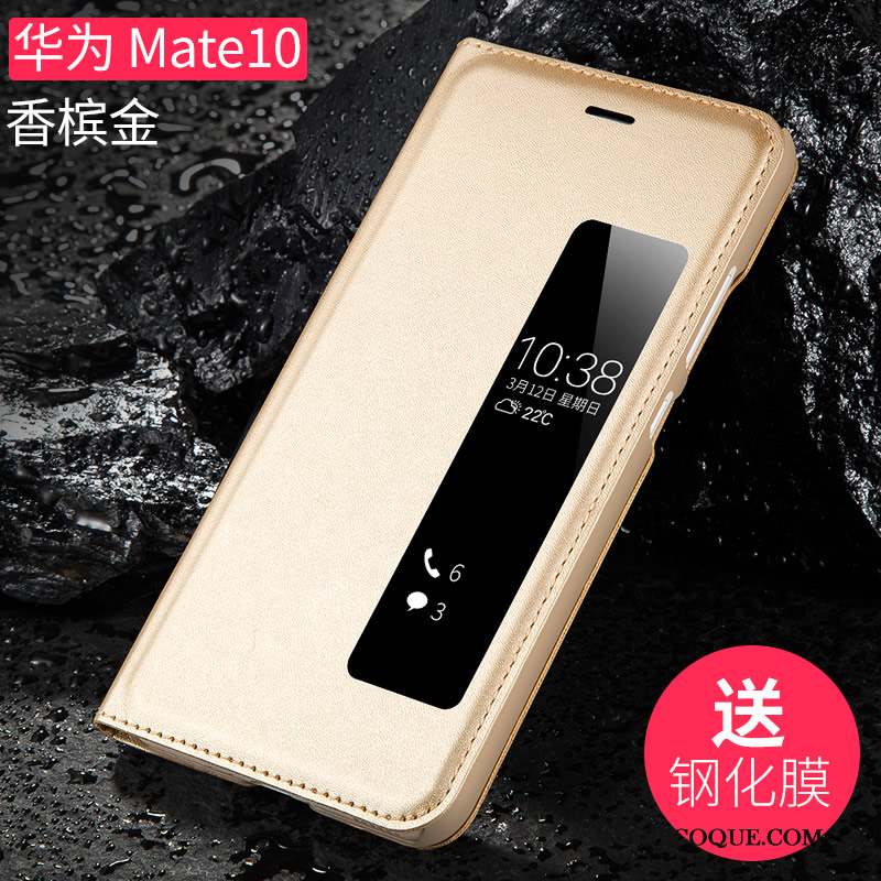 Huawei Mate 10 Noir Étui Étui En Cuir Protection Incassable Coque De Téléphone