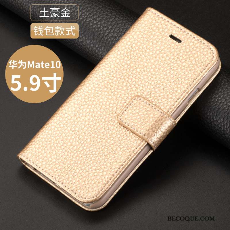 Huawei Mate 10 Or Housse Coque De Téléphone Tout Compris Incassable Étui En Cuir