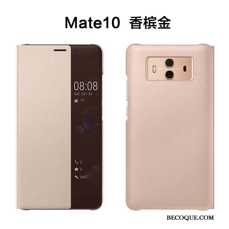 Huawei Mate 10 Or Rose Protection Coque De Téléphone Incassable Étui Étui En Cuir