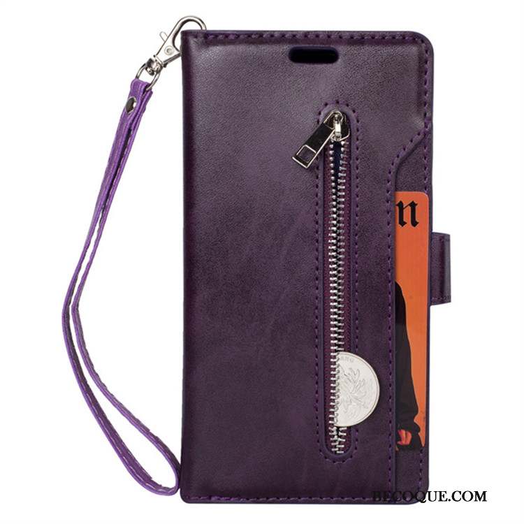 Huawei Mate 10 Ornements Suspendus Sac Carte Violet Portefeuille Étui En Cuir Coque De Téléphone