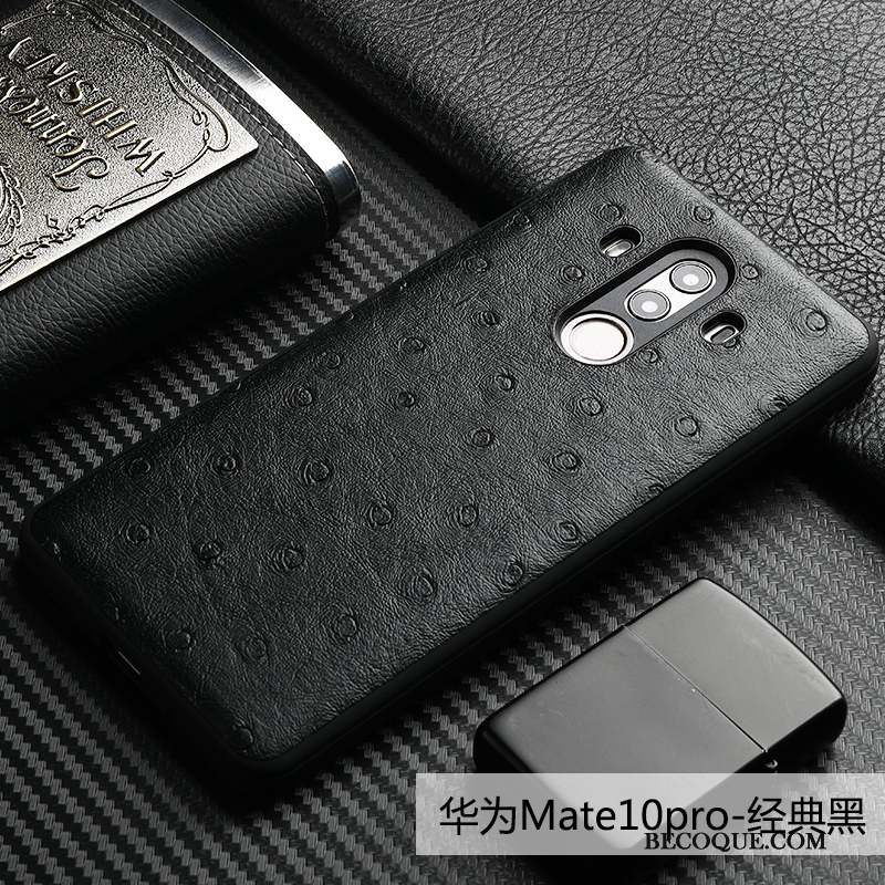 Huawei Mate 10 Pro Coque De Téléphone Cuir Qualité Business Noir Oiseau