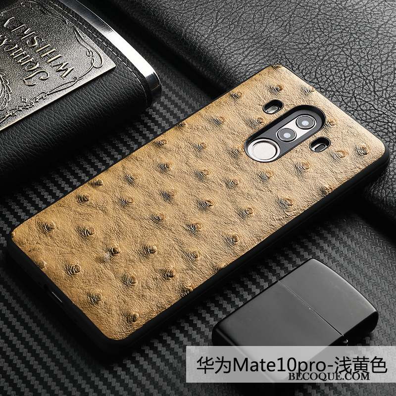 Huawei Mate 10 Pro Coque De Téléphone Cuir Qualité Business Noir Oiseau