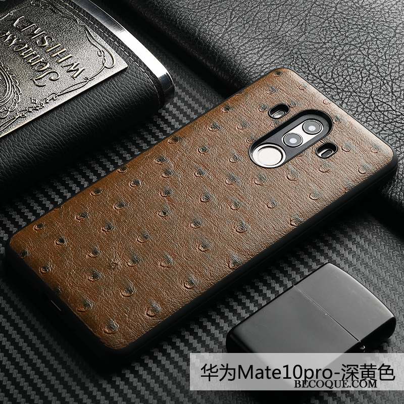 Huawei Mate 10 Pro Coque De Téléphone Cuir Qualité Business Noir Oiseau