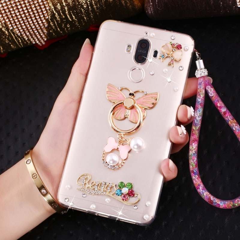 Huawei Mate 10 Pro Coque Strass Anneau Étui Or Téléphone Portable Créatif