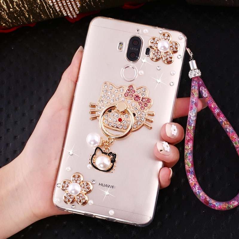 Huawei Mate 10 Pro Coque Strass Anneau Étui Or Téléphone Portable Créatif