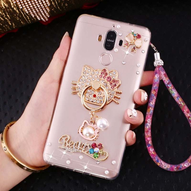 Huawei Mate 10 Pro Coque Strass Anneau Étui Or Téléphone Portable Créatif