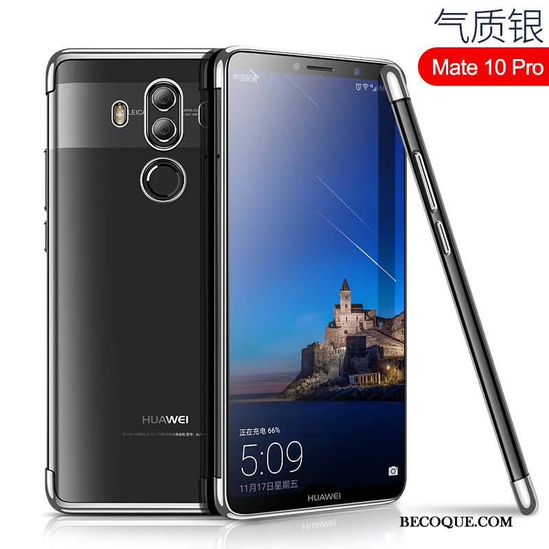 Huawei Mate 10 Pro Coque Très Mince Silicone Tout Compris Transparent Incassable Rouge