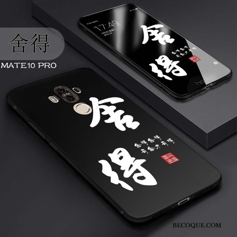 Huawei Mate 10 Pro Fluide Doux Noir Protection Étui Coque De Téléphone Délavé En Daim