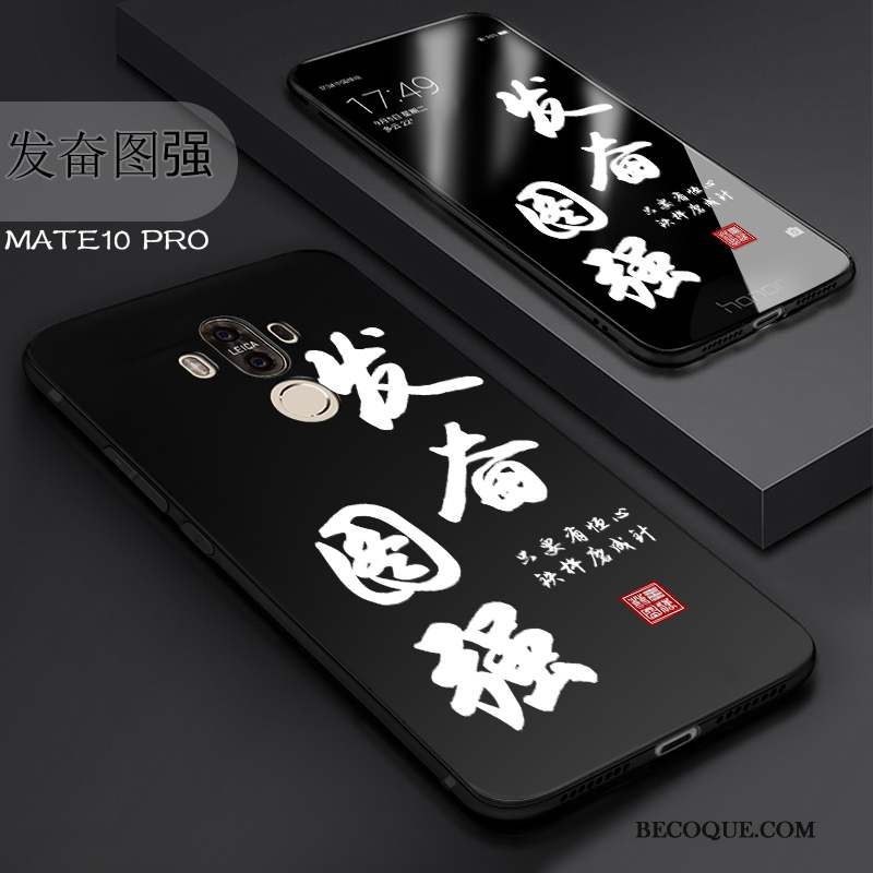 Huawei Mate 10 Pro Fluide Doux Noir Protection Étui Coque De Téléphone Délavé En Daim