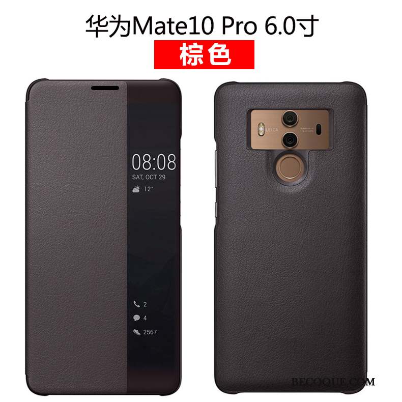 Huawei Mate 10 Pro Protection Coque De Téléphone Clamshell Cuir Véritable Bleu Étui