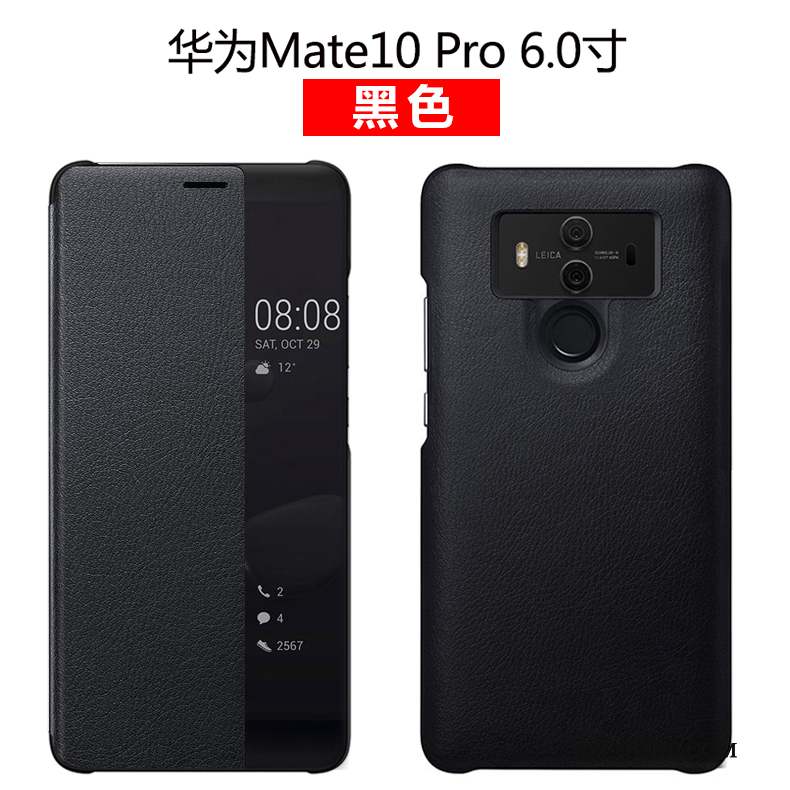 Huawei Mate 10 Pro Protection Coque De Téléphone Clamshell Cuir Véritable Bleu Étui