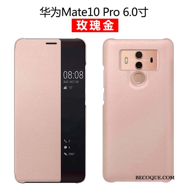 Huawei Mate 10 Pro Protection Coque De Téléphone Clamshell Cuir Véritable Bleu Étui