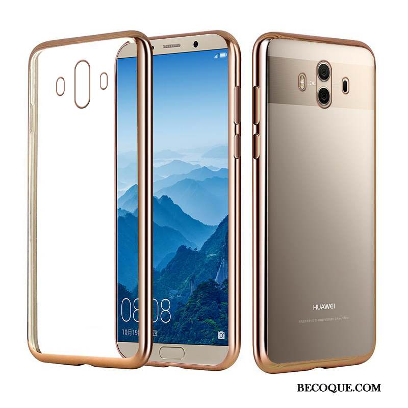 Huawei Mate 10 Pro Silicone Transparent Élégant Placage Coque De Téléphone Or