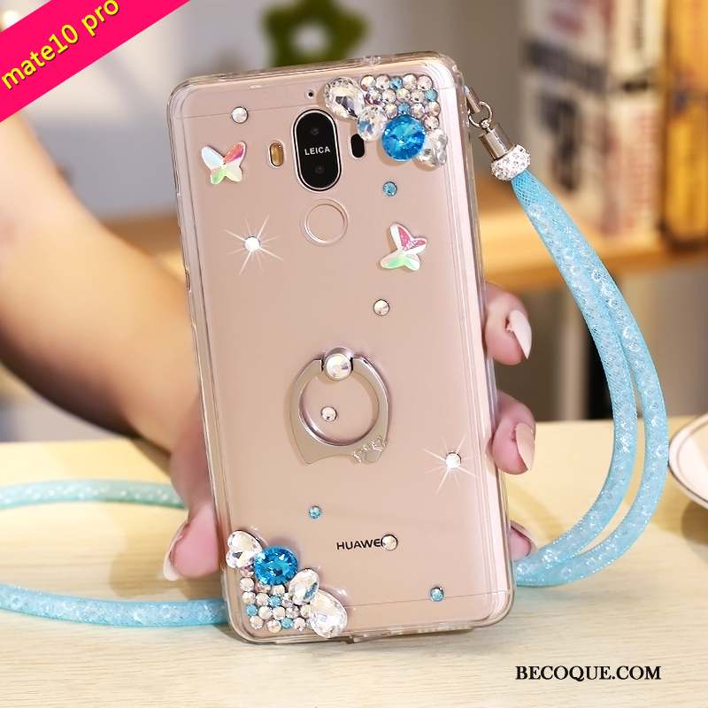 Huawei Mate 10 Pro Strass Étui Protection Coque De Téléphone Bleu Clair Silicone