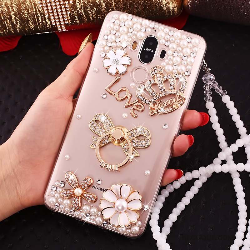 Huawei Mate 10 Pro Transparent Étui Strass Or Coque De Téléphone