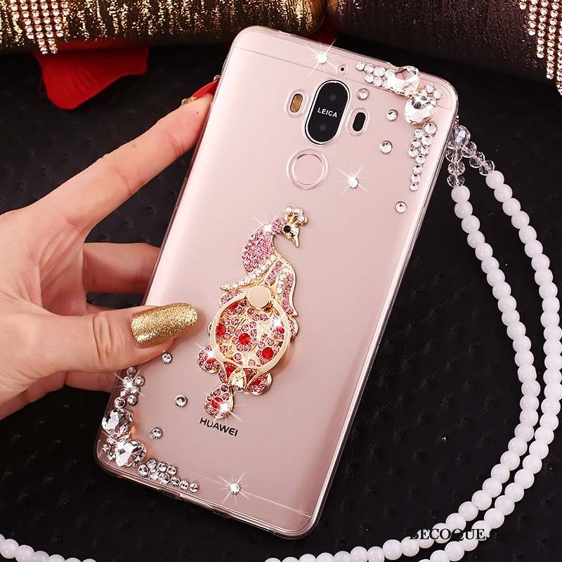 Huawei Mate 10 Pro Transparent Étui Strass Or Coque De Téléphone